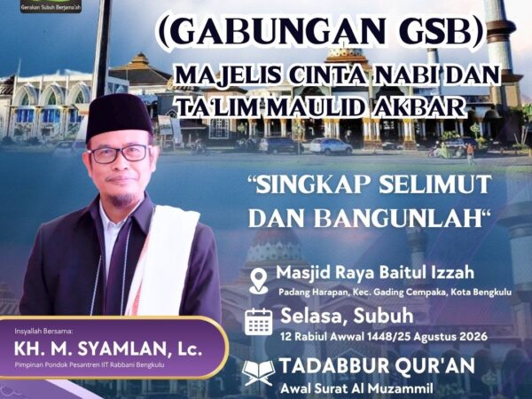 Ribuan Jamaah Padati Masjid Raya Baitul Izzah, Gelorakan Semangat "Singkap Selimut dan Bangunlah" di Bengkulu